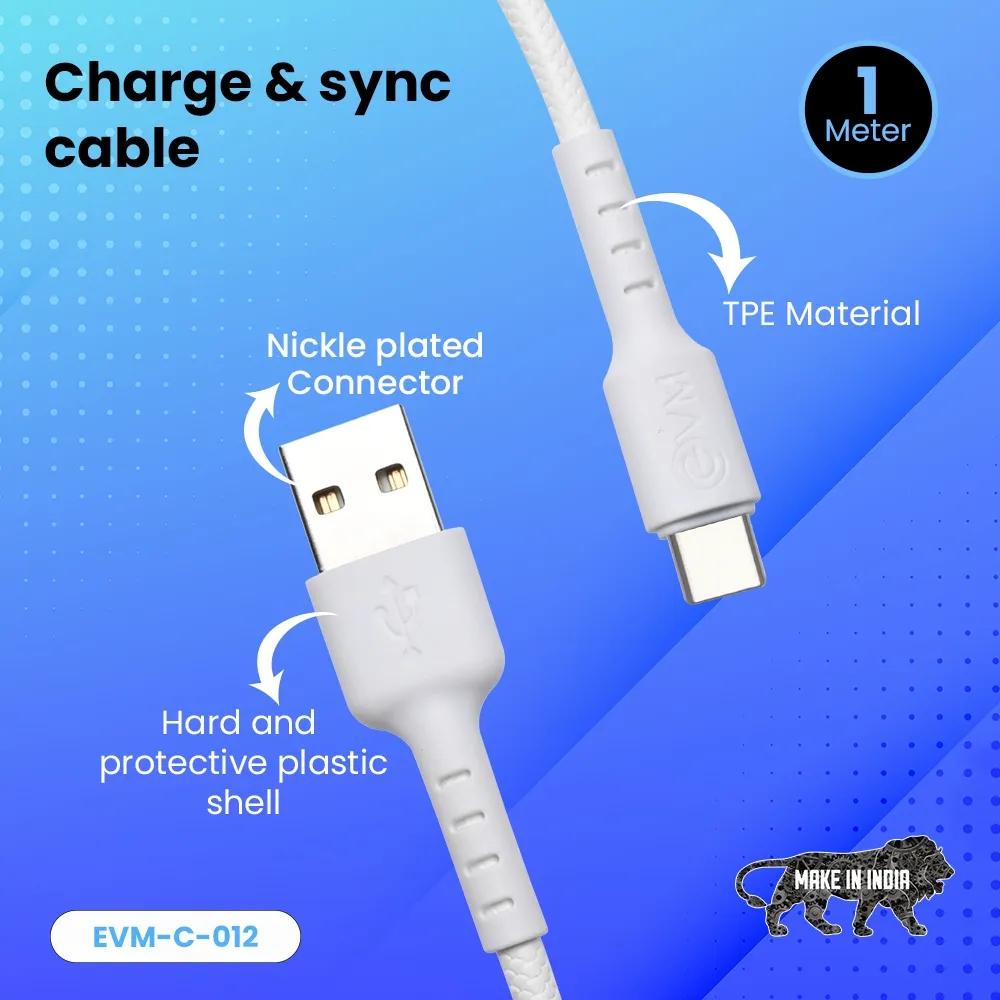 EVM Type-C Charge & Sync Cable EVM-C-012-W view 6
